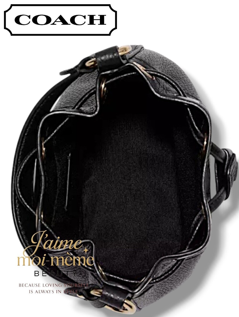COACH Dempsey Crossbody Bucket Bag Black Leather With Gold Hardware - Picture 4 of 14